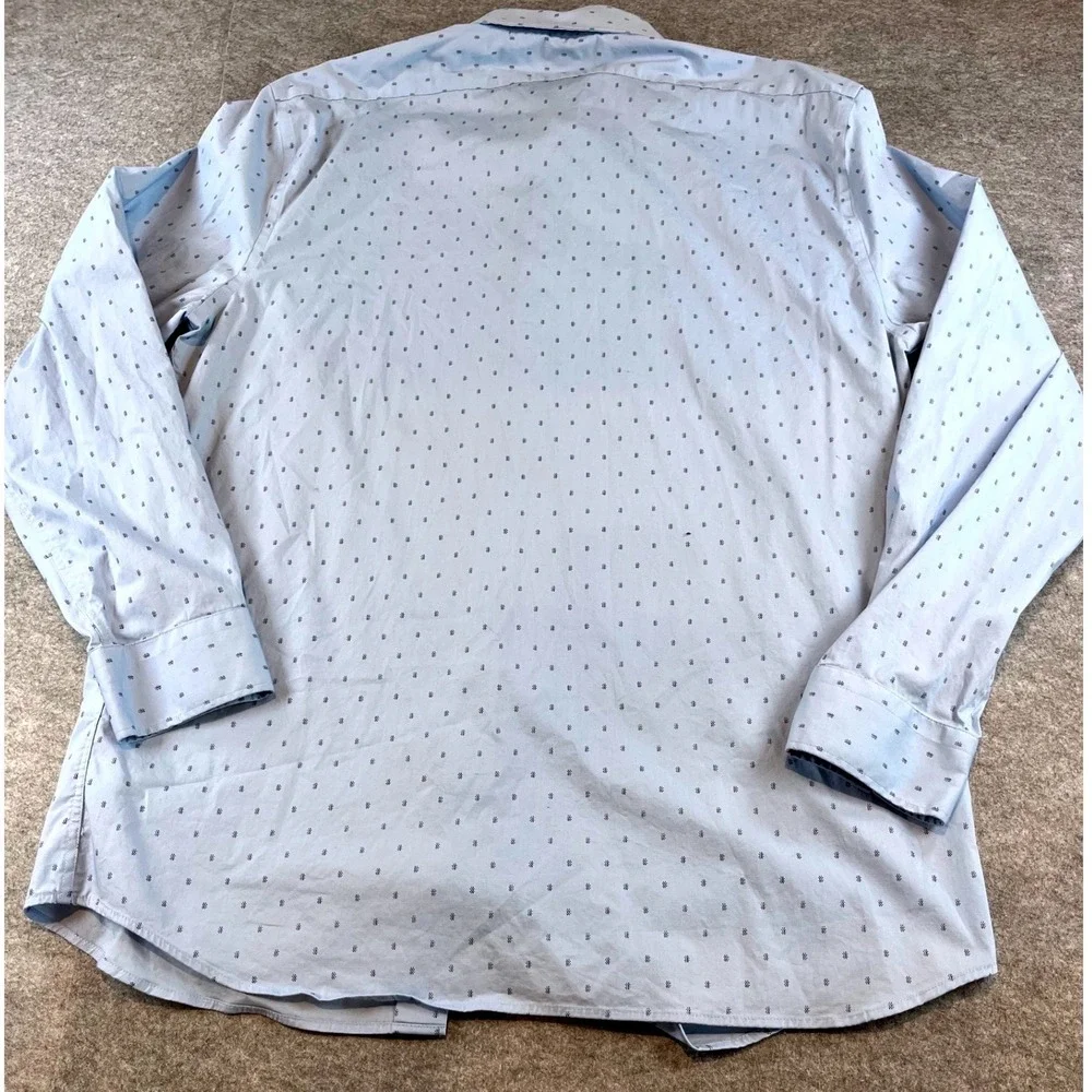Banana Republic Men Slim Fit Light Blue‎ Geometric Print XL Wrinkle free Shirt